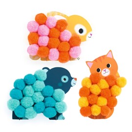 Djeco Pom‑pom Collage - Animals and Pom‑pom Circles
