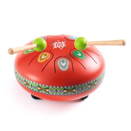 Djeco Red Metal Tongue Drum with 8 Notes