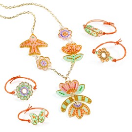 Djeco Do It Yourself Feather & Lotus Shrink Plastic Jewellery Kit