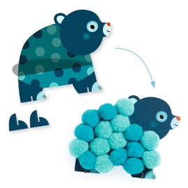 Djeco Pom‑pom Collage - Animals and Pom‑pom Circles