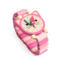 Djeco Little Cat Watch Wooden Learning Watch CDU of 9