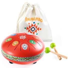 Djeco Red Metal Tongue Drum with 8 Notes