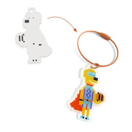 Djeco Do It Yourself Pixel Art Heroes Shrink Plastic Key Ring Craf