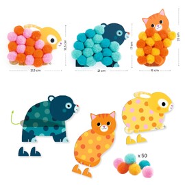 Djeco Pom‑pom Collage - Animals and Pom‑pom Circles