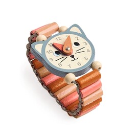 Djeco Little Cat Watch Wooden Learning Watch CDU of 9