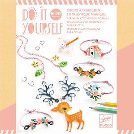 Djeco Do It Yourself Fawn and Bird Shrink Plastic Jewellery Kit