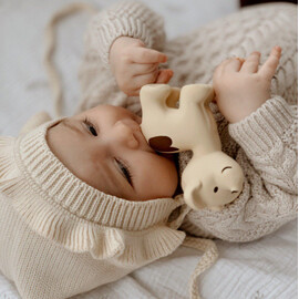 Tikiri Puppy Rubber Teether Rattle & Bath Toy in Retail Box