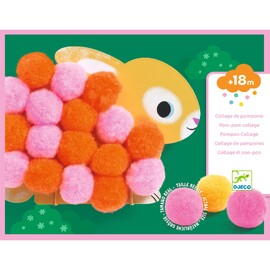 Djeco Pom‑pom Collage - Animals and Pom‑pom Circles