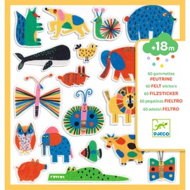 Djeco 60 Felt Stickers - Animals Everywhere!