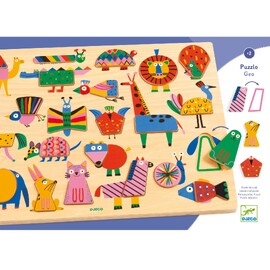 Djeco Puzzlo Geo Wooden Shape Puzzle for Toddlers