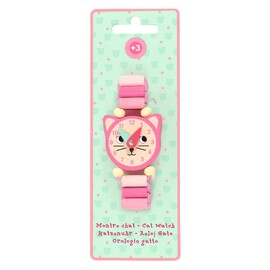 Djeco Little Cat Watch Wooden Learning Watch CDU of 9