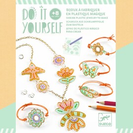 Djeco Do It Yourself Feather & Lotus Shrink Plastic Jewellery Kit