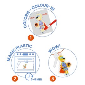 Djeco Do It Yourself Pixel Art Heroes Shrink Plastic Key Ring Craf