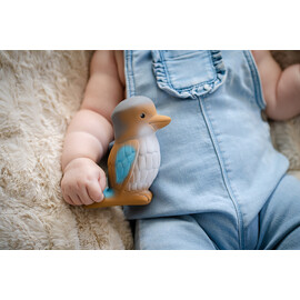 Tikiri Kookaburra Rubber Teether Rattle & Bath Toy in Retail Box