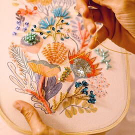 Djeco Atelier 58 - Floral Beadwork Embroidery Kit