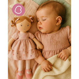 Bonikka Amelia Linen Doll With Brown Hair on backing card (51653)