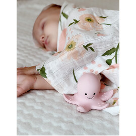 Tikiri Octopus  Rubber Teether Rattle & Bath Toy in Retail Box