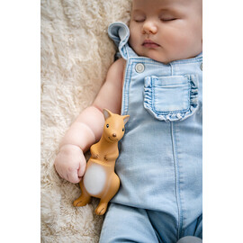 Tikiri Kangaroo Rubber Teether Rattle & Bath Toy in Retail Box