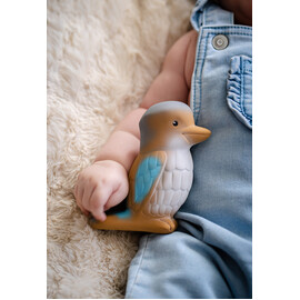 Tikiri Kookaburra Rubber Teether Rattle & Bath Toy in Retail Box