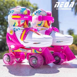 Yvolution Neon Combo Skates (Size 12-2) Pink & Yellow