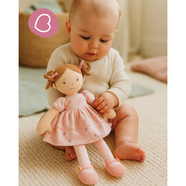 Bonikka Amelia Linen Doll With Brown Hair on backing card (51653)