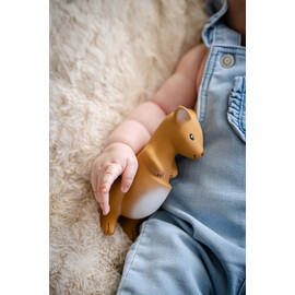 Tikiri Kangaroo Rubber Teether Rattle & Bath Toy in Retail Box