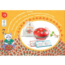 Djeco Red Metal Tongue Drum with 8 Notes
