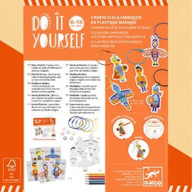 Djeco Do It Yourself Pixel Art Heroes Shrink Plastic Key Ring Craf