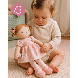 Bonikka Amelia Linen Doll With Brown Hair on backing card (51653)