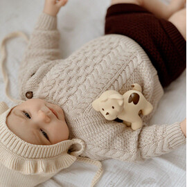 Tikiri Puppy Rubber Teether Rattle & Bath Toy in Retail Box