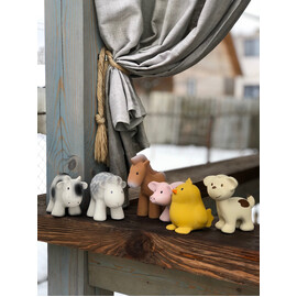 Tikiri Cow Rubber Teether Rattle & Bath Toy in Retail Box