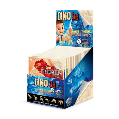 Buy Buki France Dino 3D Wooden Dinosaur Kits CDU of 24 wholesale at Kaleidoscope Australasia Pty Ltd