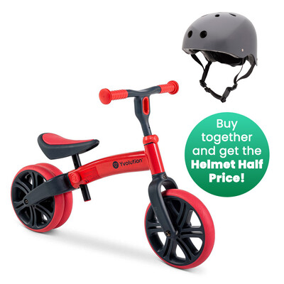 Buy Yvolution BUY Red Balance Bike GET Grey Helmet (S) for  HALF PRICE wholesale at Kaleidoscope Australasia Pty Ltd