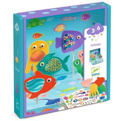 Buy Djeco Collage Crafts - Happy Aquarium Activity wholesale at Kaleidoscope Australasia Pty Ltd