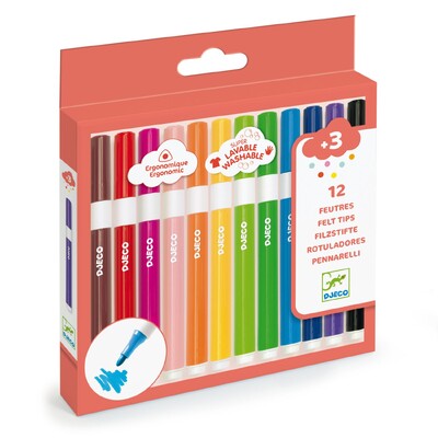 Buy Djeco 12 Super Washable Markers wholesale at Kaleidoscope Australasia Pty Ltd