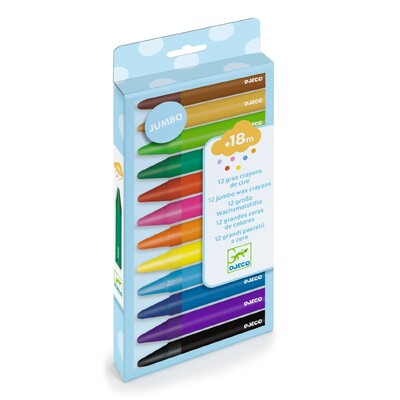 Buy Djeco 12 Jumbo Wax Crayons for Toddlers wholesale at Kaleidoscope Australasia Pty Ltd