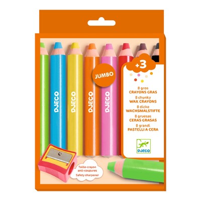 Buy Djeco 8 Chunky Wax Crayons wholesale at Kaleidoscope Australasia Pty Ltd