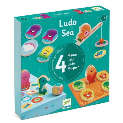Buy Djeco Ludo Sea 4-in-1 Wooden Game wholesale at Kaleidoscope Australasia Pty Ltd