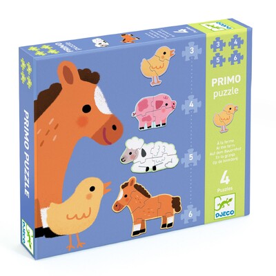 Buy Djeco At the Farm Progressive Puzzle Set for Toddlers wholesale at Kaleidoscope Australasia Pty Ltd