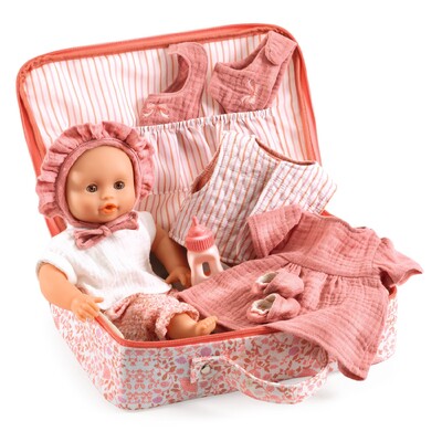 Buy Djeco Lily's Suitcase Baby Pomea Doll Play Set wholesale at Kaleidoscope Australasia Pty Ltd