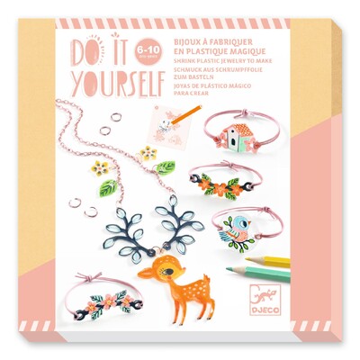 Buy Djeco Do It Yourself Fawn and Bird Shrink Plastic Jewellery Kit wholesale at Kaleidoscope Australasia Pty Ltd