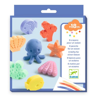 Buy Djeco 8 Crayons Ocean Drawing Set wholesale at Kaleidoscope Australasia Pty Ltd