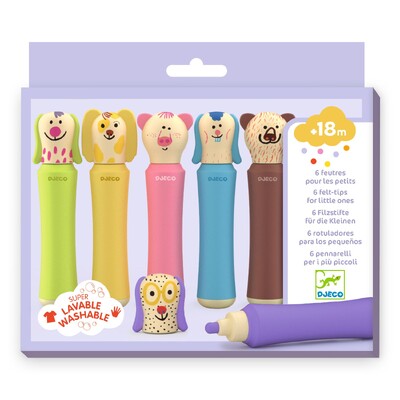 Buy Djeco 6 Felt Pens for Little Ones wholesale at Kaleidoscope Australasia Pty Ltd
