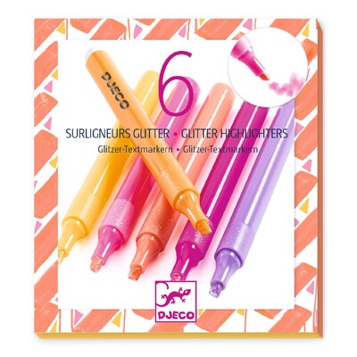 Buy Djeco Set of 6 Glitter Highlighters - Grapefruit wholesale at Kaleidoscope Australasia Pty Ltd