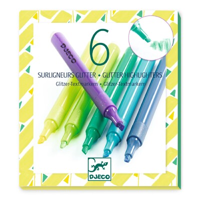Buy Djeco Set of 6 Glitter Highlighters - Cool wholesale at Kaleidoscope Australasia Pty Ltd