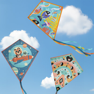 Buy Djeco Djeco Adventure Kite 10 Pack - 3 Assorted Designs wholesale at Kaleidoscope Australasia Pty Ltd