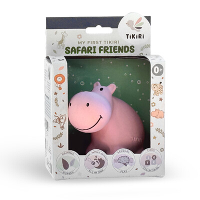 Buy Tikiri Hippo Rubber Teether Rattle & Bath Toy in Retail Box wholesale at Kaleidoscope Australasia Pty Ltd