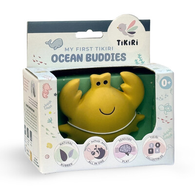 Buy Tikiri Crab  Rubber Teether Rattle & Bath Toy in Retail Box wholesale at Kaleidoscope Australasia Pty Ltd