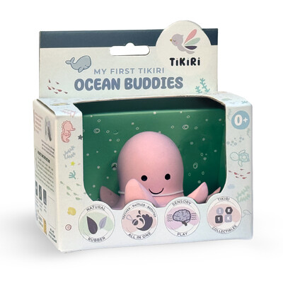 Buy Tikiri Octopus  Rubber Teether Rattle & Bath Toy in Retail Box wholesale at Kaleidoscope Australasia Pty Ltd