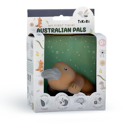 Buy Tikiri Platypus  Rubber Teether Rattle & Bath Toy in Retail Box wholesale at Kaleidoscope Australasia Pty Ltd
